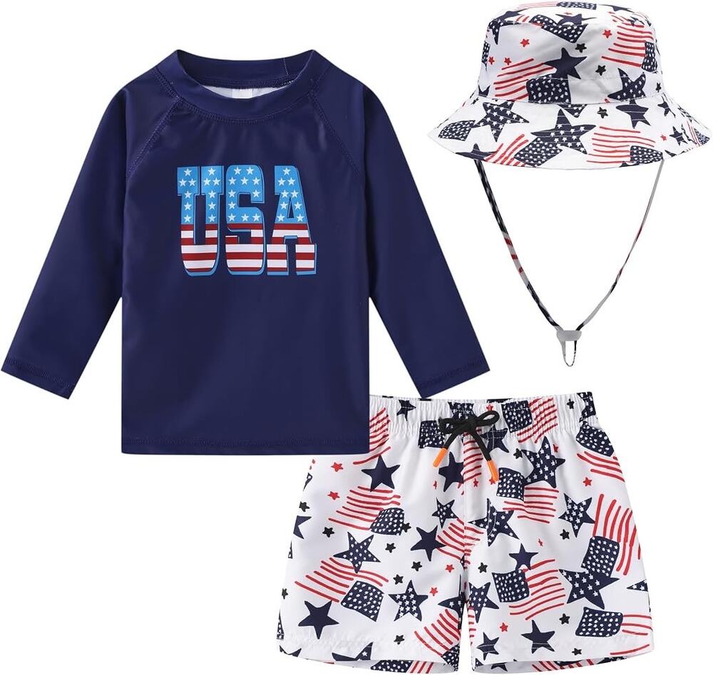 Boys Rash Guard Swim Trunks UPF 50+ Beach Bathing Suit Quick Dry